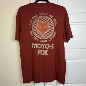 Fox Racing Moto-X Fox Graphic T-Shirt Men's Large Washed Red Slim Fit Fox Head